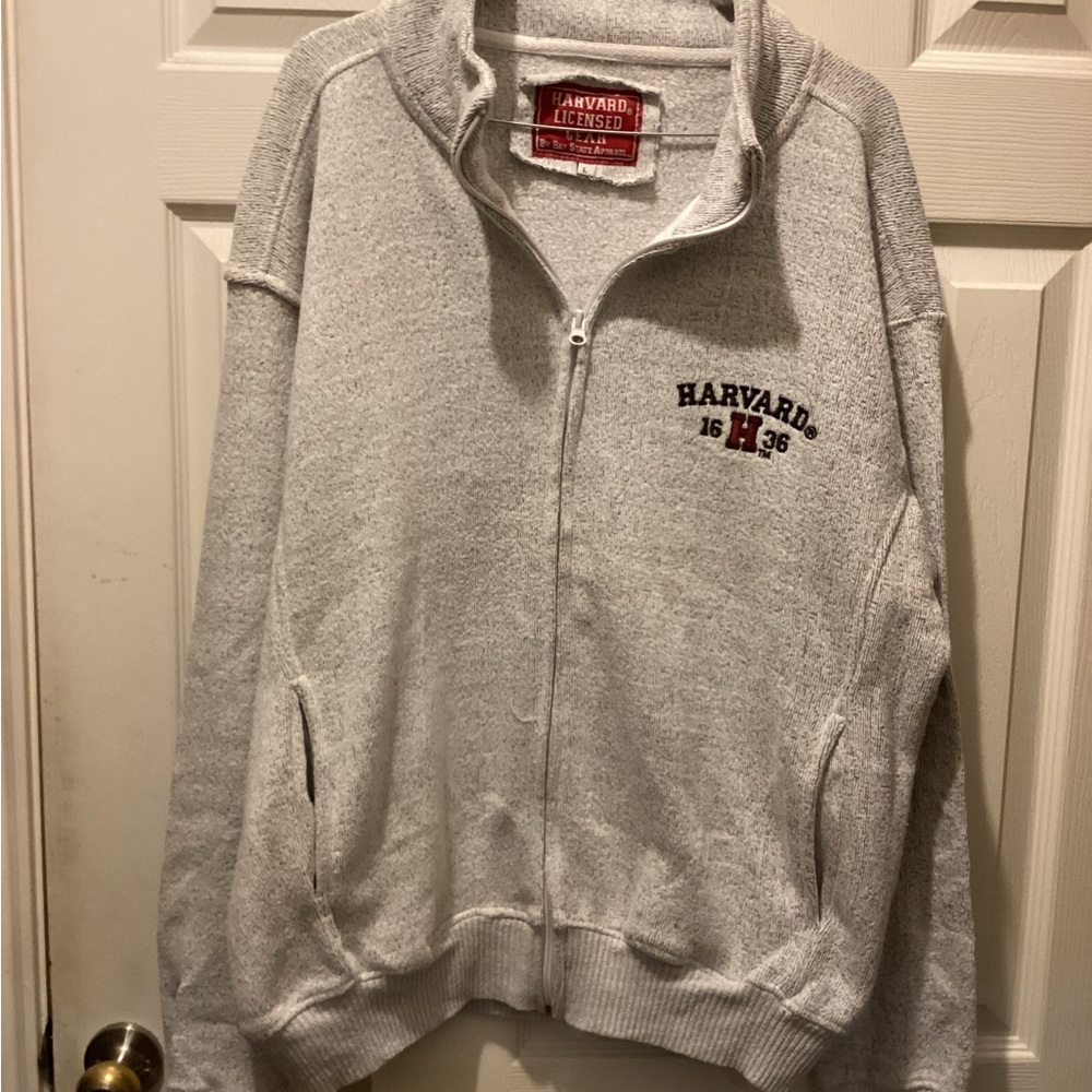 Harvard Gray Zip Up Sweater